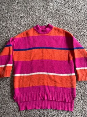 Free People pink and orange stripe tunic sweater size xs